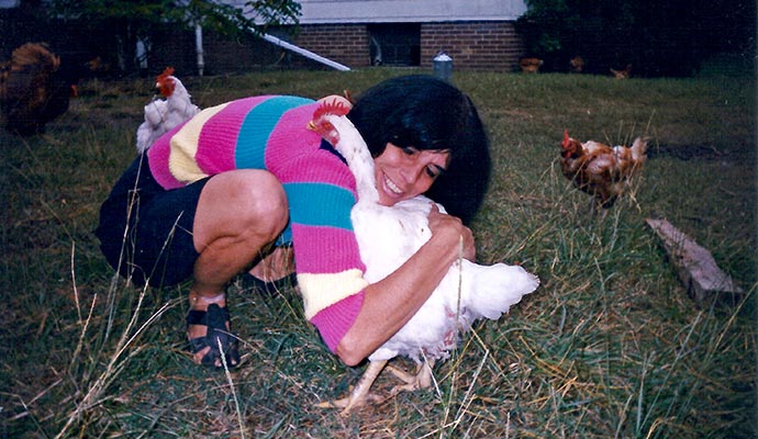 Karen giving Alice a hug