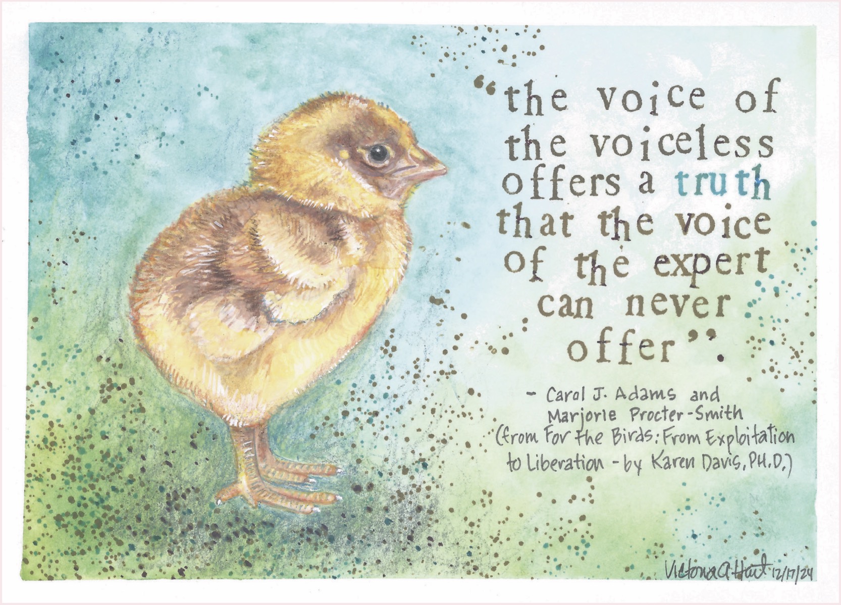 Beautiful hand-painted card by Victoria Hart in honor of Karen Davis