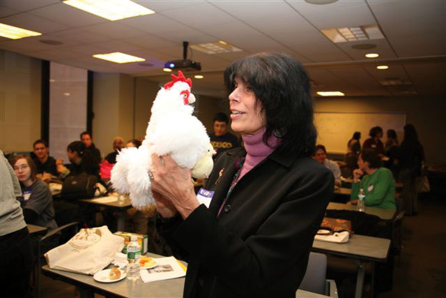 Karen with Flopsie & baby chick